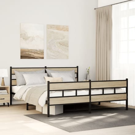 vidaXL - Bedframe - zonder - matras - metaal - sonoma - eikenkleurig - 193x203 - cm
