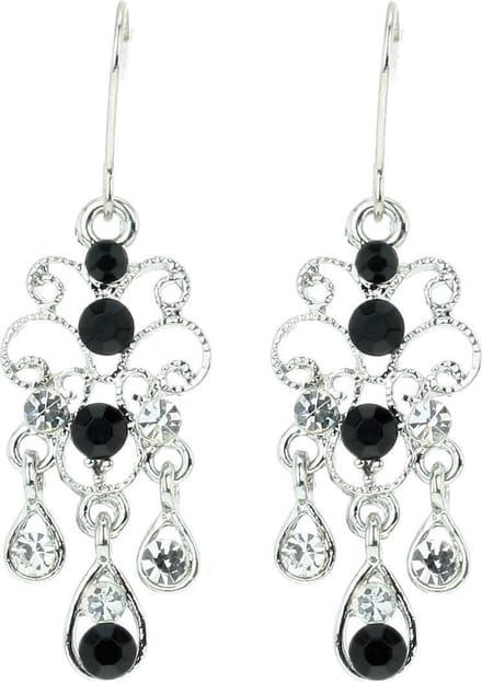 Behave - Oorhangers met zwarte steentjes - elegante avondstijl