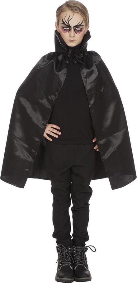 Dracula cape dubbel met kraag zwart voor kind one size