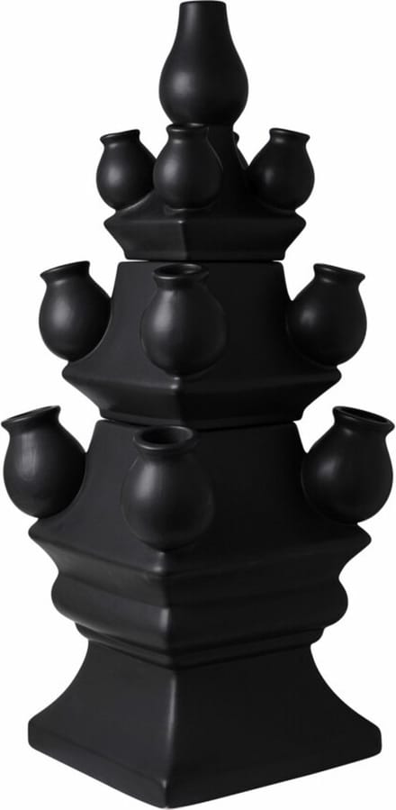 Heinen Delfts Blauw - Tulpenvaas XL - 3-delig - Zwart - Keramiek - 51 cm