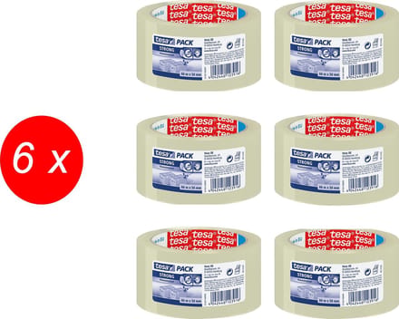 Tesa Verpakkingstape -  STRONG - 66 m x 50 mm Transparant (6 stuks)