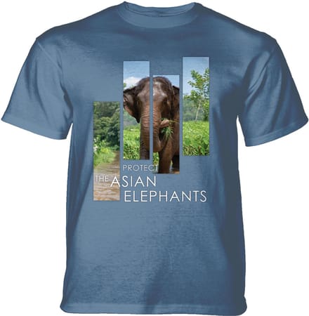 T-shirt Protect Asian Elephant Split Portrait Blue M