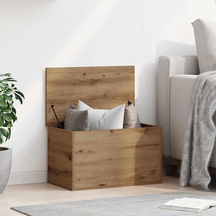 vidaXL - Opslagdoos - Artisan - Eiken - 60 - x - 35 - x - 35 - cm - Bewerkt - hout