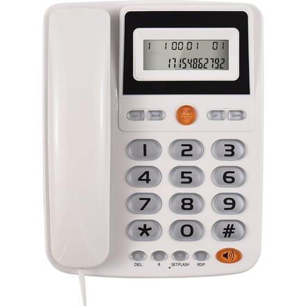 Téléphone fixe filaire de bureau téléphone filaire à gros boutons pour personnes âgées téléphone avec écran LCD blanc