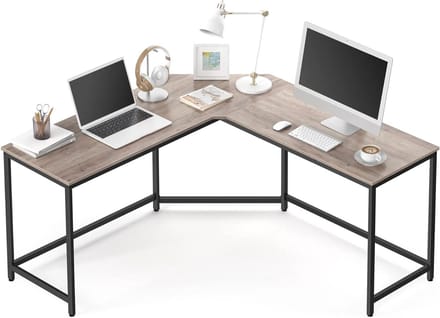 Hoekbureau - Bureau L-vorm - Thuiswerken Kantoor - Ruimtebesparend Ontwerp - 149 x 149 cm - Grijsbruin