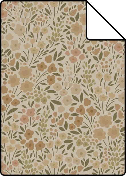 Proefstaal ESTAhome behang bloemetjes beige - 26.5 x 21 cm - 139701-S