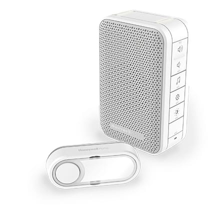 Honeywell DC313N Deurbel - Draadloze draagbare deurbel met volumeregeling en drukknop - Wit