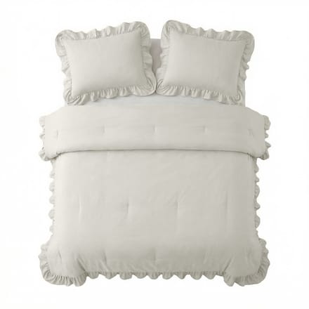 Sleeptime 2 in 1 Dekbed Ruffles - Dekbed zonder Overtrek - Wasbaar Dekbed - 200x200 - Wit