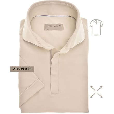 John Miller Slim-Fit Hyperstretch Short Sleeve Zip-Polo Zand / male