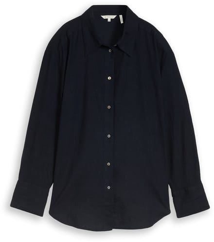 Tom Tailor - Oversized overhemdblouse met linnen - Maat 36 - sky captain blue