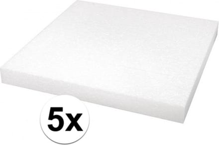 Rayher Knutsel piepschuim - 5x - plaat - vierkant - 40 x 40 x 4 cm - hobby materiaal