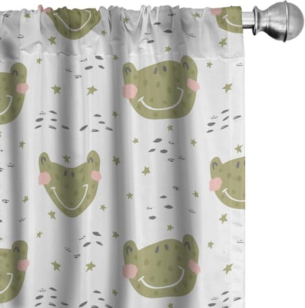 ABAKUHAUS – 2x Gordijnen 75x225 cm – Microvezel – Olijfgroen/Wit – Kikker