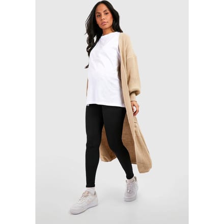 boohoo Dames Maternity Ribbed Over Bump Leggings | Zwart | Maat: 42