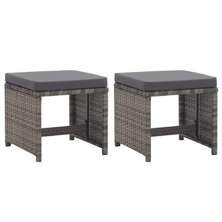 vidaXL - Tuinkrukken - 2 - st - met - kussens - poly - rattan - antraciet