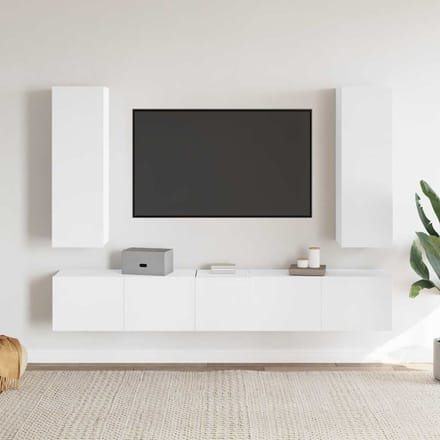 vidaXL - 5-delige - Tv-meubelset - bewerkt - hout - wit