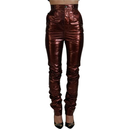 Dolce & Gabbana Metallic Bronze Hoge Taille Skinny Jeans voor Dames