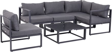 Outsunny - Loungeset - met Kussen - Aluminium - Polyester - Grijs