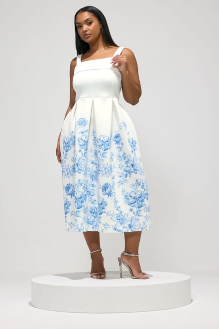 Yours London Witte Midiskaterjurk Met Bloemenprint Size 44