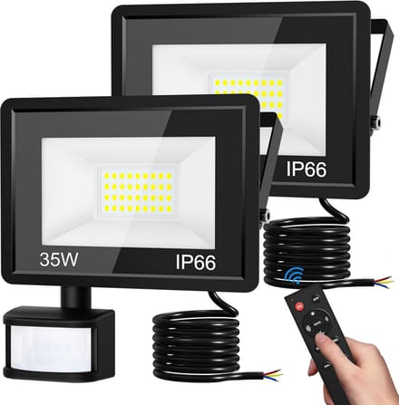 Krachtige LED Schijnwerper met Bewegingssensor Buiten - 35W Helder Wit Licht - IP66 Waterdicht - Set van 2