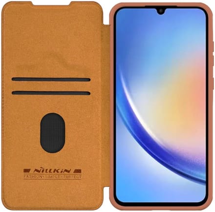 Nillkin Qin Leather Book Case Hoesje Bruin Geschikt voor Samsung Galaxy A35