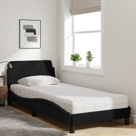 vidaXL - Bed - met - matras - "Dover" - stof - zwart - 80x200 - cm