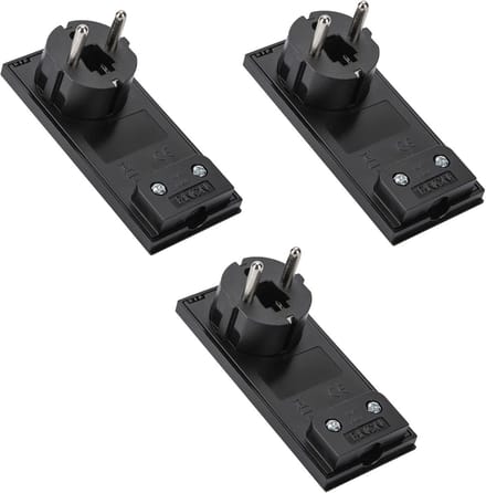 3-voudige Schuko-stekker, ruimtebesparend, draaibaar, 16A, zwart