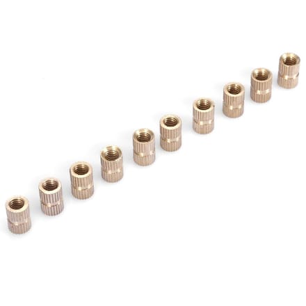 10pcs M6 Brass Cylinder Knurled Round Molded in Insert Embedded Nuts (M6*12L*8.3MM)