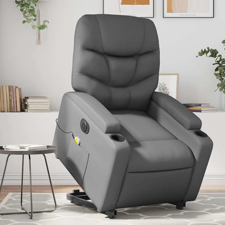 vidaXL - Sta-op-massagestoel - elektrisch - kunstleer - grijs
