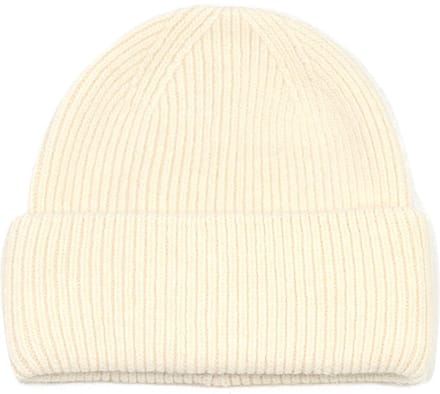Wollen wintermuts voor dames - vanille - beanie met brede rand - one size - wol/acryl - crème - STUDIO Ivana