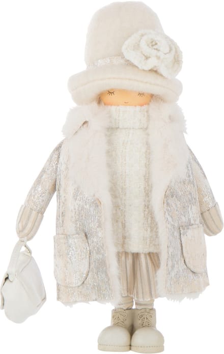 J-Line figuur Meisje + Tas - polyresin - wit - small