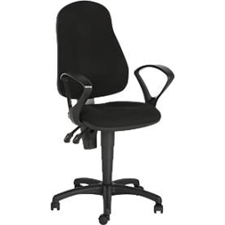 Bureaustoel - permanentcontact - met armleuningen - ergonomische rugleuning- brede zitting - zwart