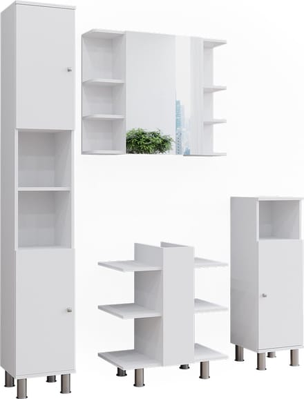 Vicco Badkamermeubelset Fynn, Wit, 4-delig