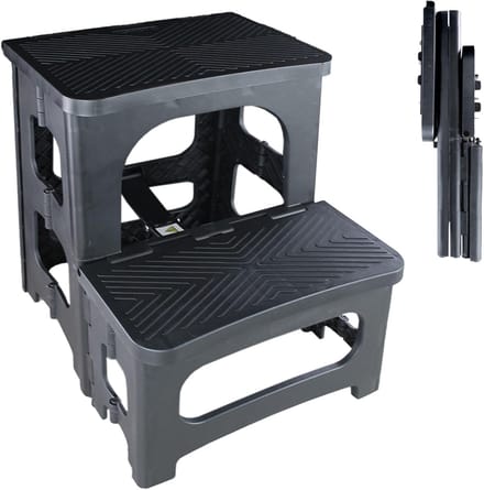 Famanu - Trapladder met 2 treden, antislip, polypropyleen materiaal, gecertificeerd, licht en inklapbaar