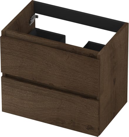 INK® wastafelonderkast 2 laden greeploos fineer eiken 60x52x40cm, chocolate
