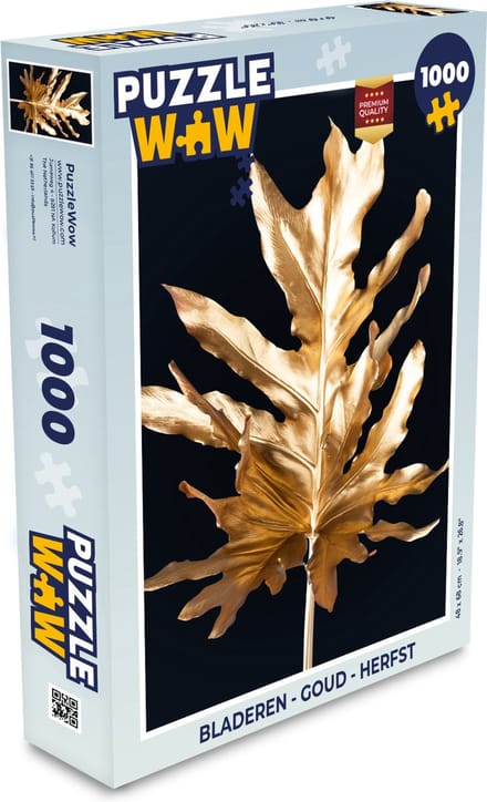 Puzzel Bladeren - Goud - Herfst - Natuur - Luxe - Legpuzzel - Puzzel 1000 stukjes volwassenen