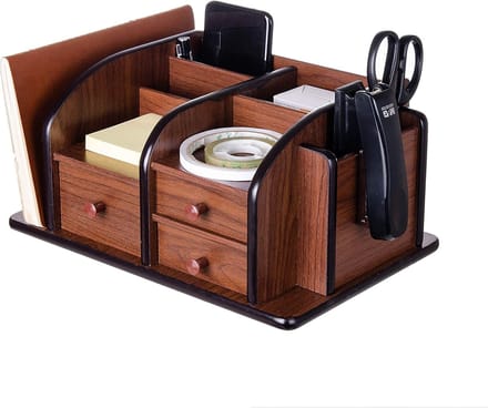 Bureau Organizer - Opbergbak Tafel - Kantoor Ordenen - Meerdere Compartimenten - 3 Laden 2 Planken - Bruin