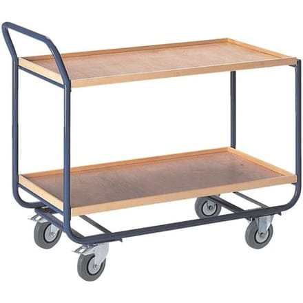 Etagewagen met houten rand, L 775 x B 475 mm, 2 etages