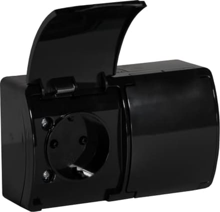 Stopcontact 2x2P+Z Schuko IP44 voor Buitengebruik