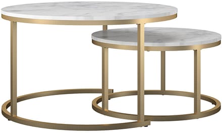 Amelia - Nesting Salontafels Wit Marmer Look (45 x 79 x 79 cm)