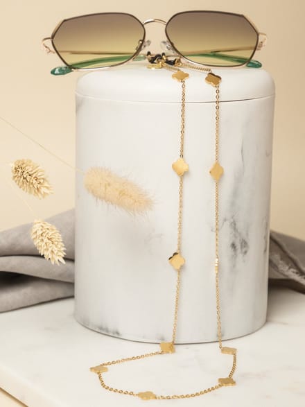 Gouden brillenkoord - bloem bedels - zonnebrilketting dames | Sunny Cords
