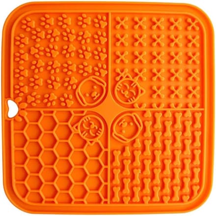 Famanu – Siliconen slow feeder likmat met super zuignappen, oranje