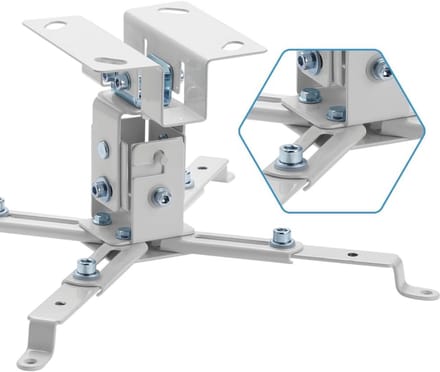 Projectorhouder Plafond - Projector Beugel - Thuisbioscoop Instellen - Verstelbare Hoek - 370 mm Gatafstand - Wit