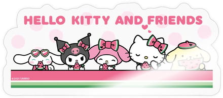 Hello Kitty En Vriend Eten Watermeloen Sticker Maat S (max. 10 x 10cm)