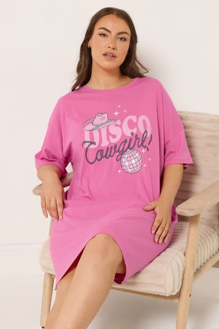 Yours Roze 'Disco Cowgirl' Slaapshirt Size 46-48
