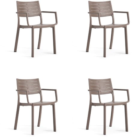 Keter Metaline tuinstoel - 4 stuks - 53,3x60,2x81,3 cm - Bruin