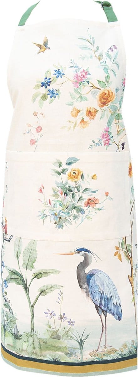 Clayre & Eef Keukenschort 70x85 cm Beige Katoen Tropisch Motief