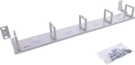 InLine® 19 kabelmanagementpaneel, 1U, 5 kunststof beugels, horizontaal, grijs