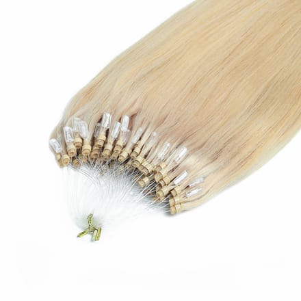 hair2heart Premium Microring Extensions Echt haar glad - 25 strengen 1 g 60 cm 10/1 lichtblond as