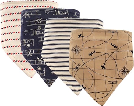 Set van 4 Katoenen Bandana Slabbers met Drukknoopsluiting