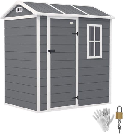 Outsunny-Gartenhaus-Kunststoff, Aluminium-186L x 130B x 199H cm-Grau